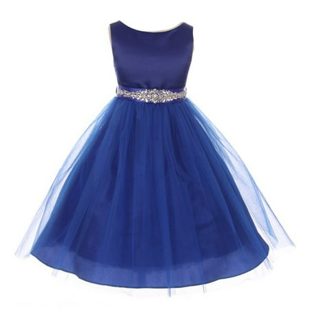 My Best Kids Girls Royal  Blue  Bejeweled Waist Sleeveless 