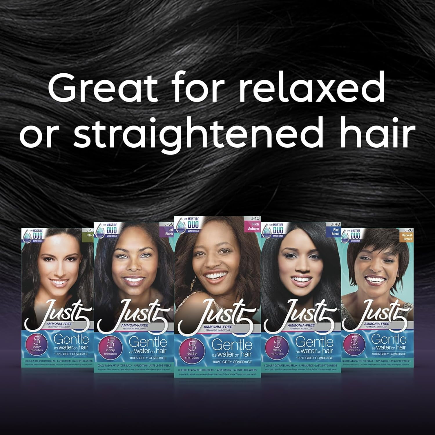 Just 5 Women Permanent Hair Color Black, Pack of 3