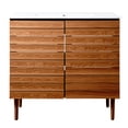 thumbnail image 7 of JONATHAN Y Aubert 36 in. W x 18 in. D x 33 in. H, Thick Linear Slat 2-Shelf, Bath Vanity Cabinet ONLY, Walnut, VAN1003B, 7 of 7
