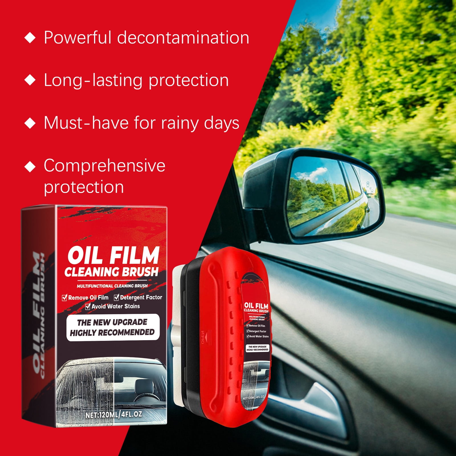 Alvantor Car Cleaning Brush Oil Film Remover for Windshield Clarity, 4 fl.oz