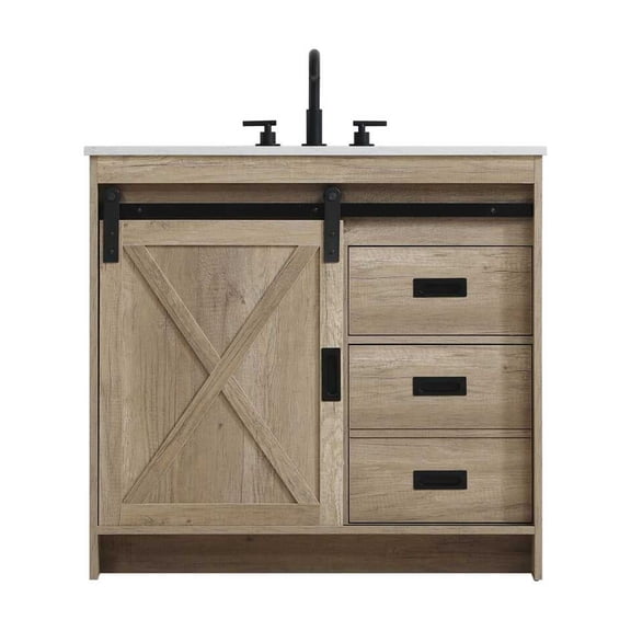 Elegant Kitchen and Bath Austin 36 inch Single Bathroom Vanity in Natural Oak