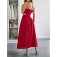 thumbnail image 4 of Women'S Summer Sleeveless Casual Dresses V-Neck Wrinkles Backless Party Dress Red S, 4 of 5