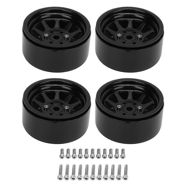 4Pcs RC Universal 1.9 Inch Zinc Alloy 10 Wheel Rims Wheel Hub for RC Crawler Car Axial SCX10 II III Black