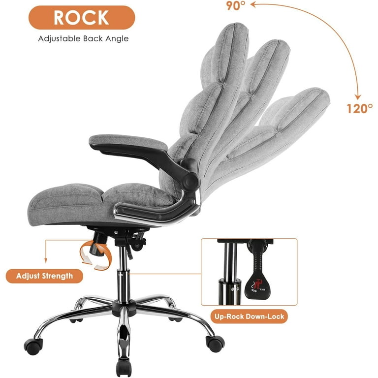 TKM Home High Back Office Chair-Executive Computer Office Chair With  Flip-Up Arms Adjustable Height
