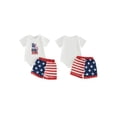 thumbnail image 2 of BemeyourBBs Newborn Baby Boy My First 4th of July Outfit Baby Memorial Day Independent Day Outfit Short Sleeve Patriot Flag in Truck Letter Print Romper Star Stripe Shorts Set Baby Boy Summer Clothes, 2 of 9