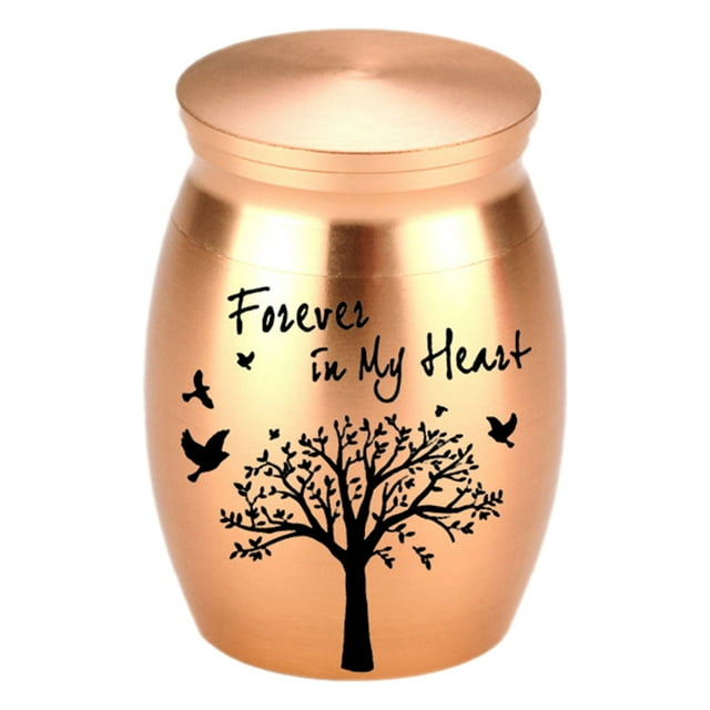 Kjfeif Personalized Small Pet Urn for Ashes - Waterproof Cremation Keepsake Stainless Steel Memorial Urn with Tree Patterns and Text for Ashes Holder Memorial Dog Cat Funeral Decorative