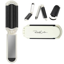 Compact Folding Hair Brush with Mirror Dual Use Wet Dry Detangling Comb Mini Travel Massage Brush for All Hair Types Hair Accessories Travel Must Haves Christmas Gifts
