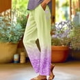 thumbnail image 2 of Kvture Beach Pants for Women Vacation Casual Boho Linen Pant Fashion Wide Straight Leg Lounge Trousers Purple XXL, 2 of 5
