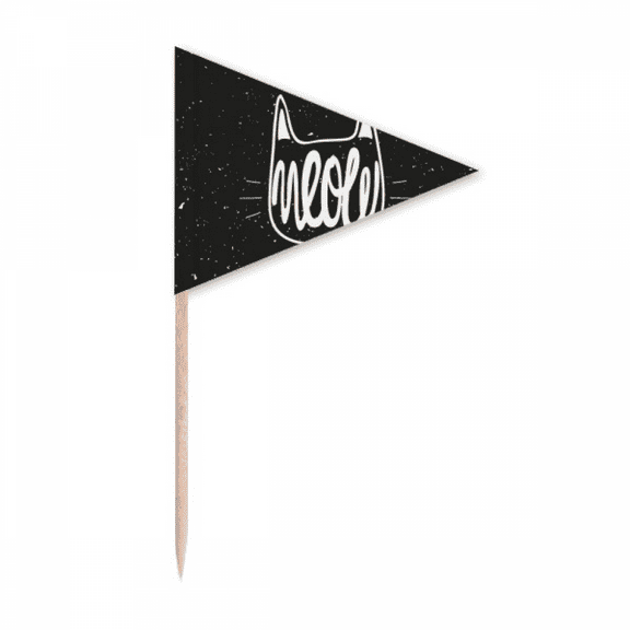 Mewing Cat Engilsh Quote Cartoon Toothpick Triangle Cupcake Toppers Flag