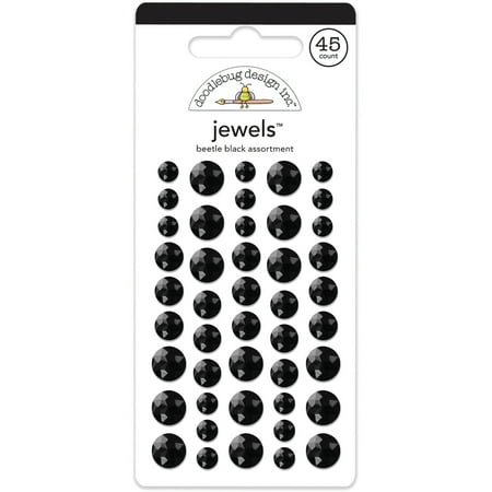 UPC: 0842715035133 | Doodlebug Adhesive Jewels 6mm 8mm & 10mm 45/Pkg-Beetle Black Pk 3 Doodlebug