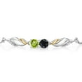 thumbnail image 2 of Gem Stone King 1.26 Ct Round Black Sapphire Green Peridot 925 Silver and 10K Yellow Gold Lab Grown Diamond Bracelet for Women, 2 of 3
