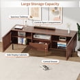 thumbnail image 3 of Hommpa TV Stand for 55/65/70 inch TV with 2 Slatted Doors and Drawer, Mid Century Modern TV Console for Living Room Bedroom, Storage Cabinets Entertainment Center for Gaming Media Console,Walnut, 3 of 10