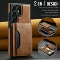 thumbnail image 2 of Detachable Wallet Compatible with Magsafe Wireless Charing for Samsung Galaxy S25 Edge Case with Card Holder Magnetic Snap, RFID Blocking Kickstand 2 in 1 Shockproof Case for S25 Edge, Brown, 2 of 10