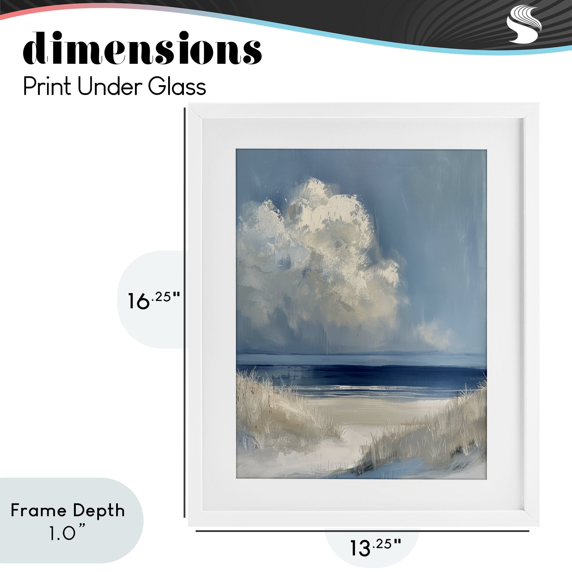 Stupell Industries Dark Waters Ahead White Framed Print Under Glass, design by Petal Prints Design