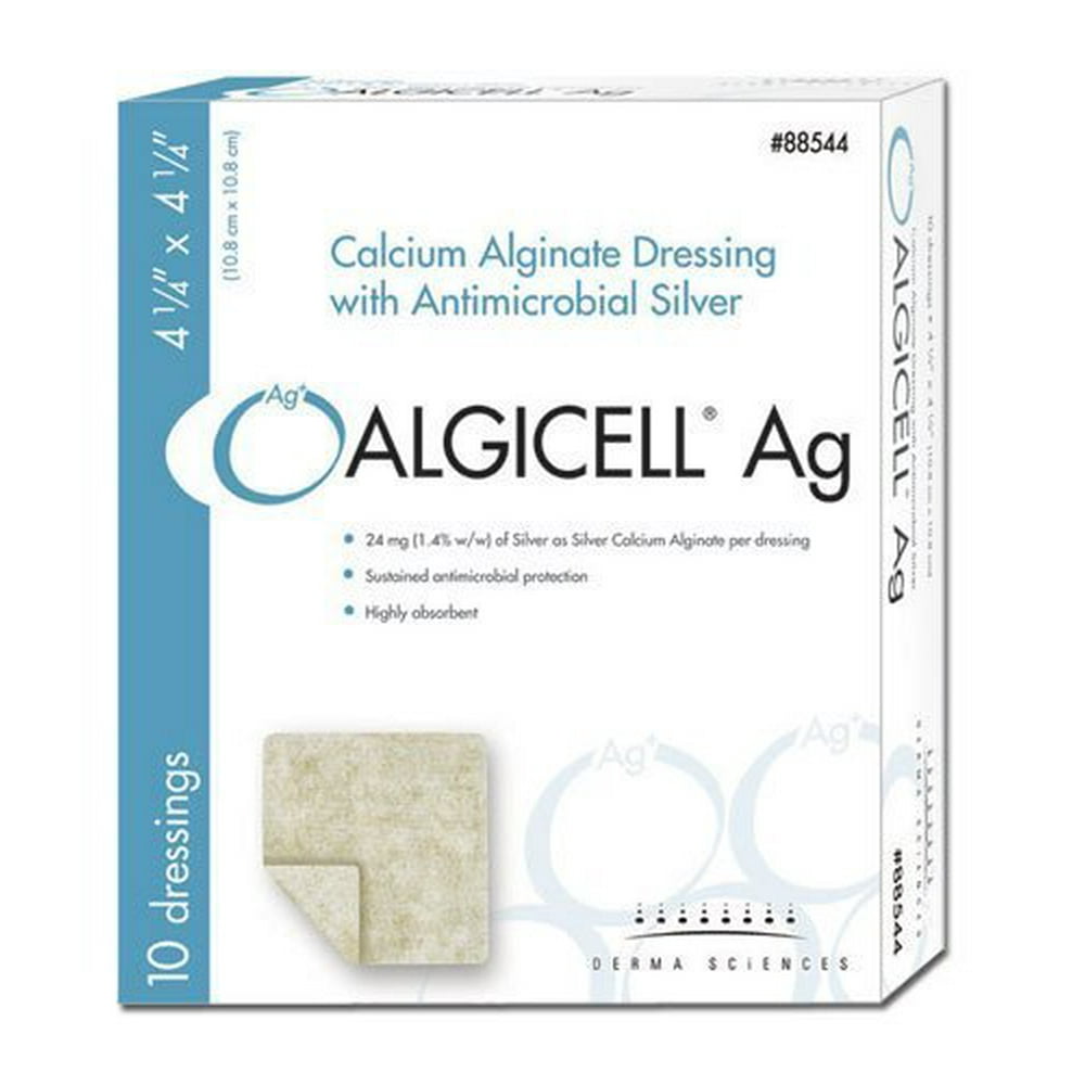 ALGICELL Ag Silver Calcium Alginate 4.25" x 4.25" 10ct Walmart
