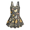 thumbnail image 4 of COEQINE Girls Tank Neck One Piece Swimsuit with Skirt & Liner, Sleeveless Wide Straps V-Back Summer Swim Dress for Swim Lessons & Water Play, Ages 10-11, Cute Chicken Floral, 4 of 8