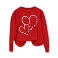 thumbnail image 6 of Blouse Tunics for Womens Fall Loose Fit Crewneck Long Sleeve Cap Drop Shoulder Zipperless Love Printed Pullover Ribbed Knit Top Pullovers(Red,S), 6 of 7