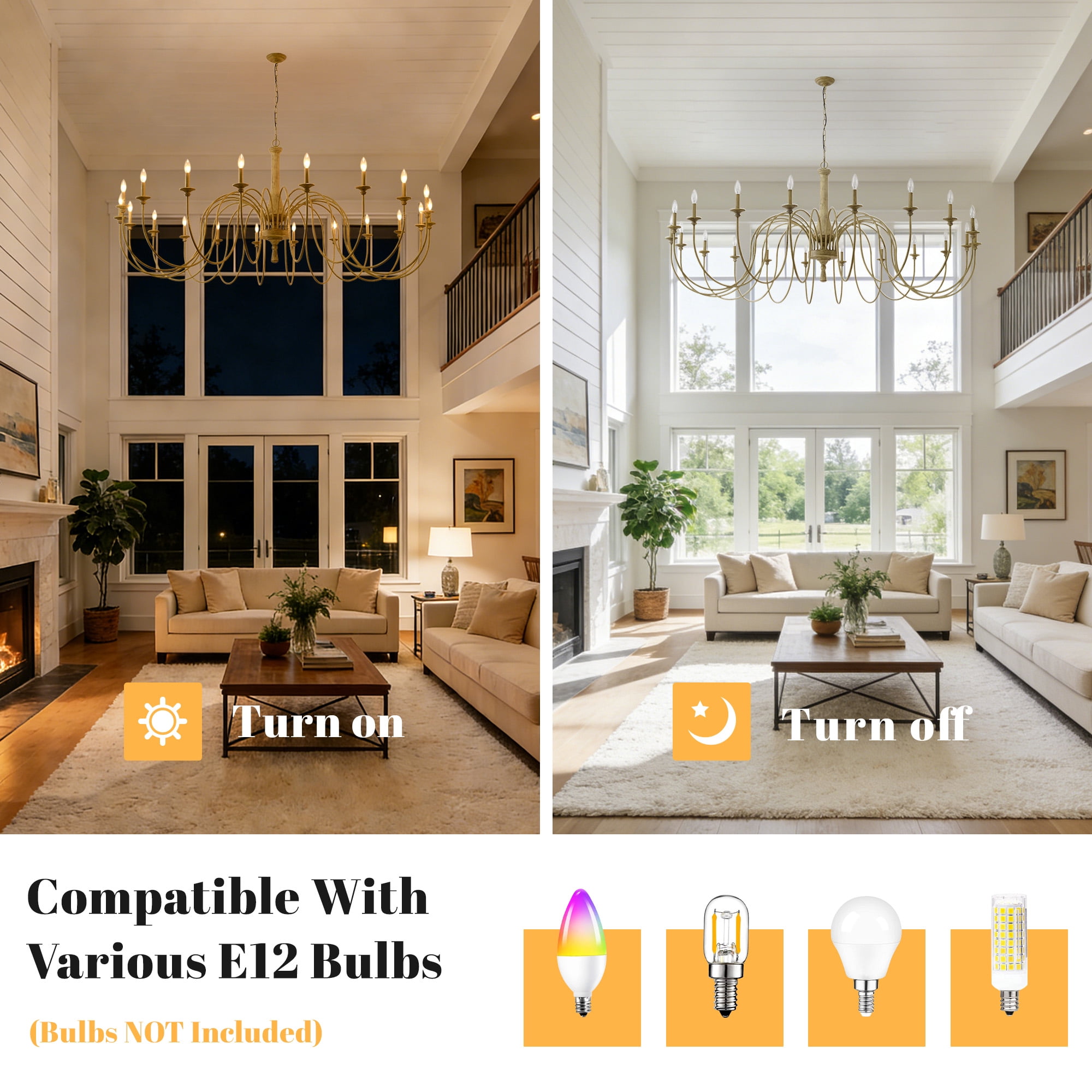20-Light Farmhouse Chandelier, 78.74" Monumental Rustic Solid Wood Candle Pendant Light with Antique Finish | Dimmable French Country Ceiling Fixture for Grand Ballroom