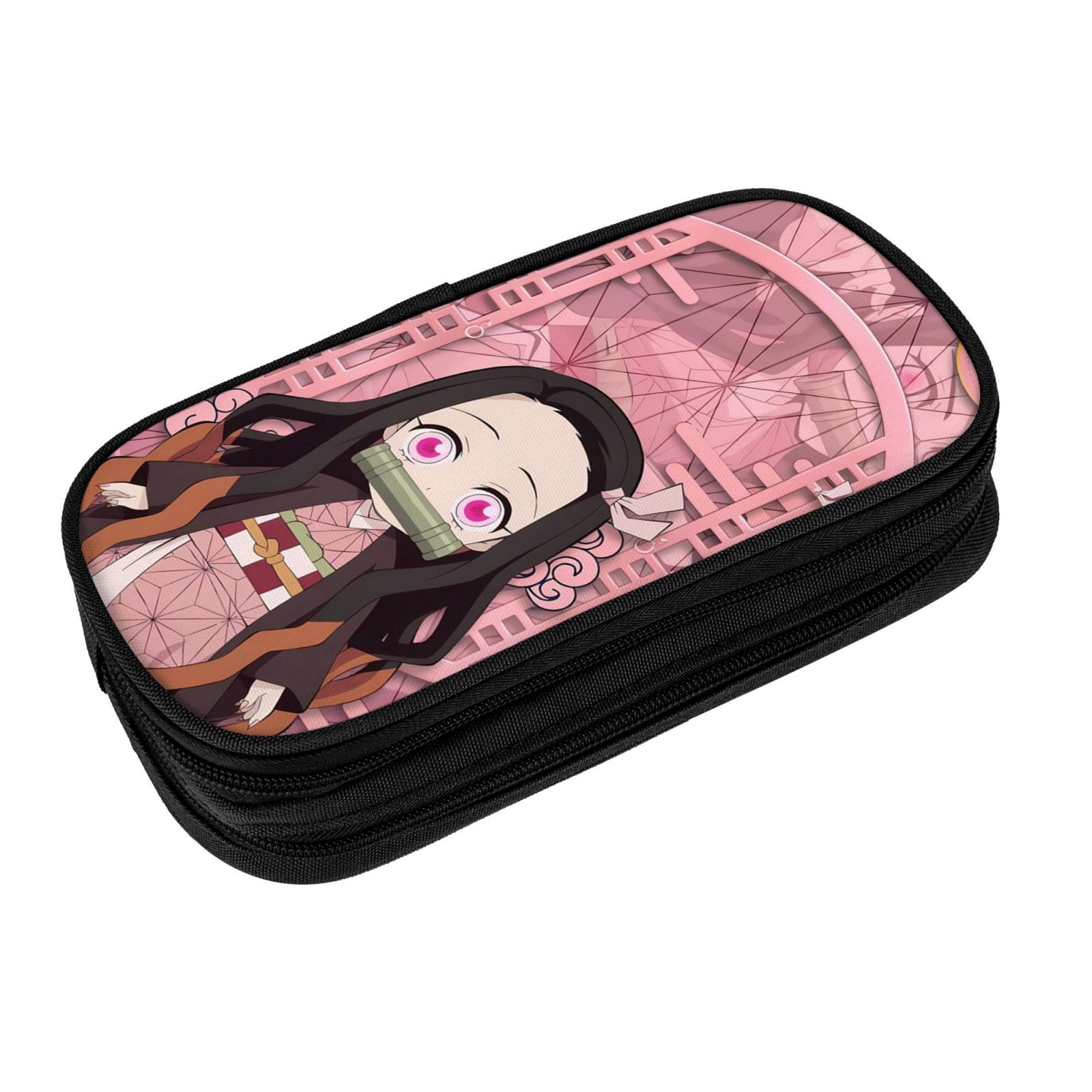Kamado Nezuko Pencil Case Large Capacity Pencil Pouch Pen Bag Office Stationery Organizer Travel Makeup Bag Black