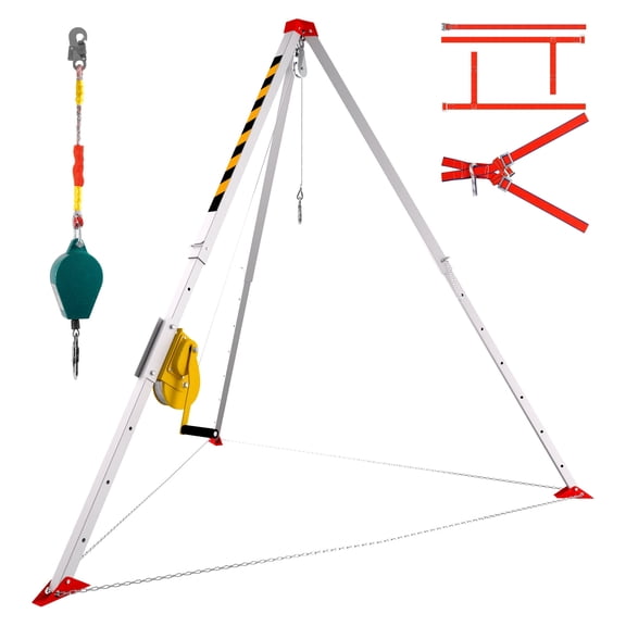 Rescue Tripod, 2600 lb Capacity, Aluminum Alloy Frame, Safety Tripod for Confined Space, Portable Rescue Gear, Sewer, Well, Underground Pipe