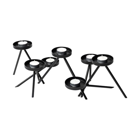 Mercana Meira Black Metal Seven Votive Table Candle Holder 68942