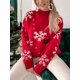 thumbnail image 2 of Suéter de mujer de otoño e invierno de punto mullido suelto informal con estampado de copos de nieve navideños de manga larga, jerséis, tops, ropa de calle, 2 of 4