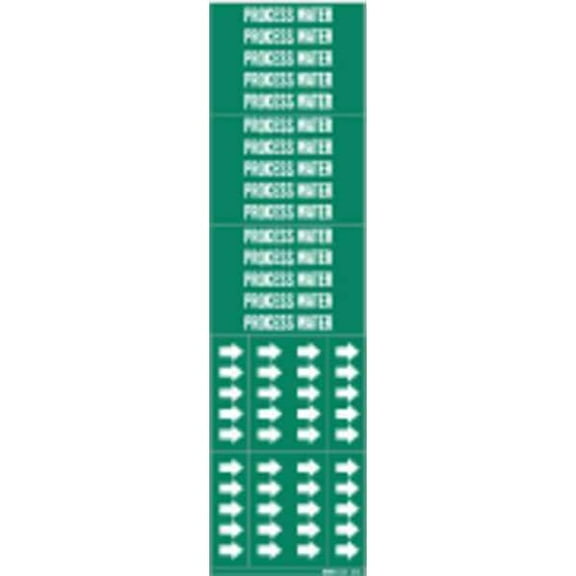 Brady Pipe Marker,Process Water,2 1/4in H 7224-3C