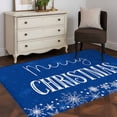 thumbnail image 3 of 2.7'x5' Area Rugs, Blue Merry Christmas Indoor Outdoor Area Rug for Living Room Bedroom, Xmas Winter Snowflake Blue White Washable Bathroom Rugs Kitchen Floor Carpet Mats Home Decor Aesthetic, 3 of 8