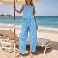 thumbnail image 4 of Htigea Womens Plaid 2 Piece Sets Casual Sleeveless Tank Tops Pants Matching Outfits Summer Loungewear 03 Blue M, 4 of 7