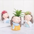 thumbnail image 3 of SweetCandy Girls Plant Pot Flowerpot Resin Succulent Planter Desk Mini Ornament 0.90"*4.05"*4.84", 3 of 6
