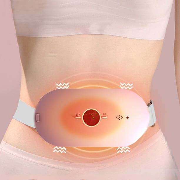 Almohadilla térmica portátil para aliviar el dolor de espalda | 4 niveles de calor y 4 modos de masaje por vibración | Calentamiento rápido de grafeno | Cinturón recargable para mujer | Ajuste
