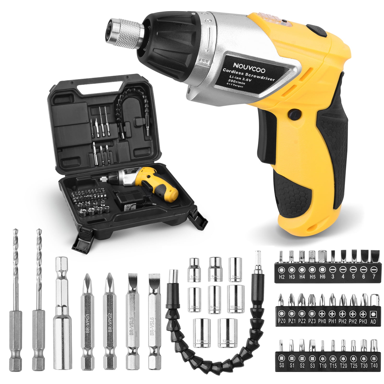 Electric Cordless Screwdriver, COODENKEY 47Pcs Rechargeable Power Screw