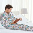 thumbnail image 6 of Uemuo Unicorn DoingYoga Pattern 2-Piece Loungewear Set - Men’s Soft Sleepwear, Cozy Winter PJs, Comfy Sleep Set-Medium, 6 of 7