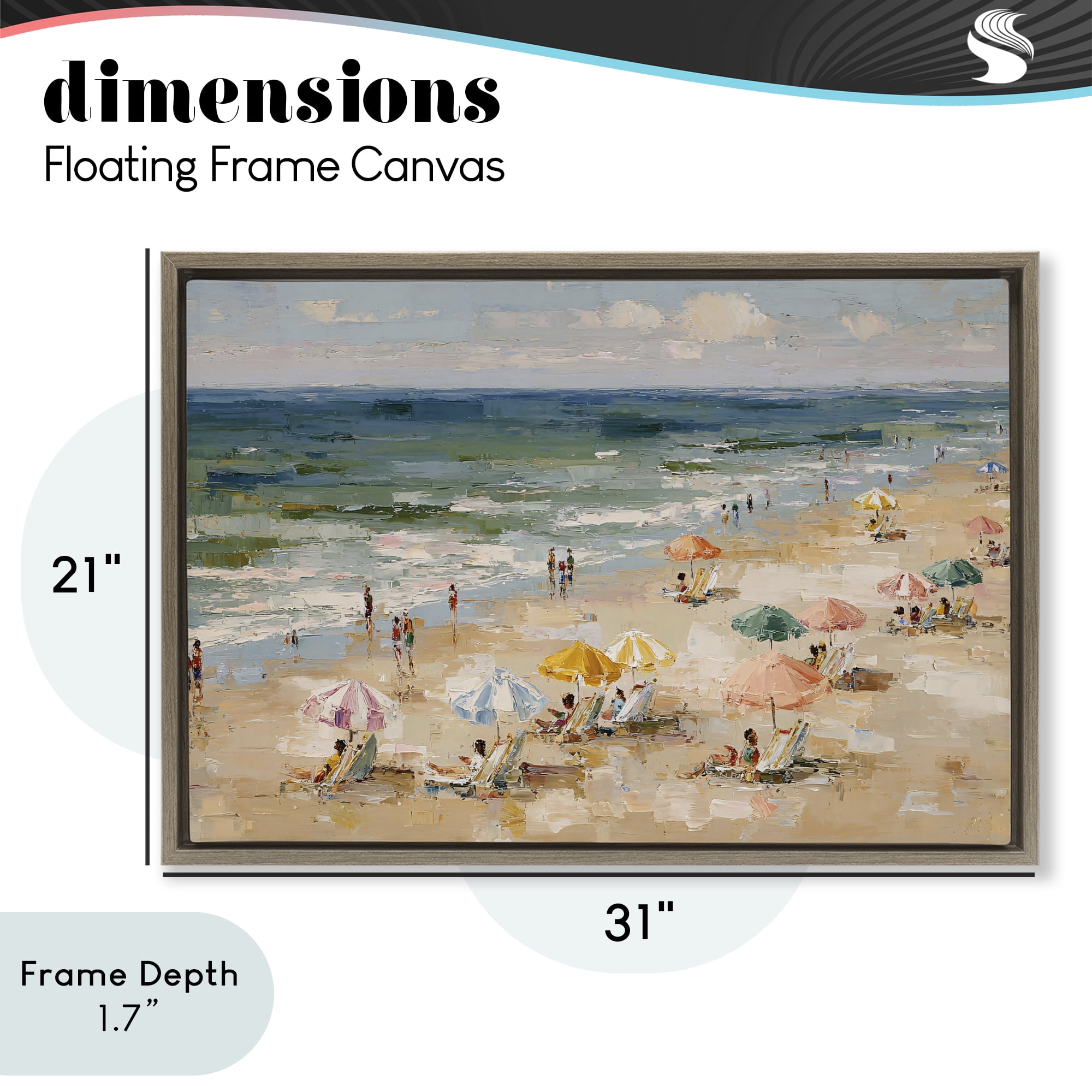 Stupell Industries Impressionist Summer Beach Day Brown Framed Floater Canvas Wall Art, design by Jacky Ngan