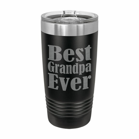PrecisionNC Grandpa Gifts Best Grandpa Ever Engraved Stainless Steel Travel Mug Tumbler with Lid Fathers Day 20 ounce Black