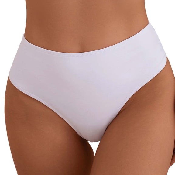 QTBIUQ Womens Bikini Swim Thong Bottom Briefs Cross Straps Behind Solid Color High Cut Swimwear Swimsuit Bottoms