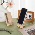 thumbnail image 4 of 2Pcs Wooden Smart Phone Holder Portable Desktop Cellphone Holders Natural Wood Smartphones Holder Universal Wood Phone Stand Desktop Organizer with Line Hole Compatible Most of Smartphone BurlyWood, 4 of 5