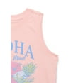 thumbnail image 3 of Wonder Nation Girls Aloha State of Mind Graphic Crew Neck Tank Top, Sizes 4-18 & Plus, 3 of 3