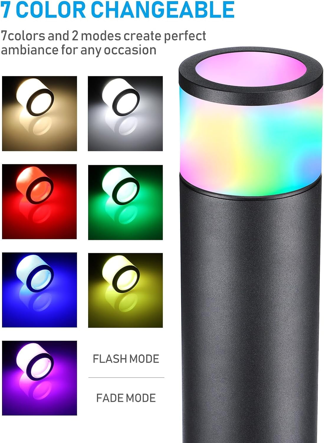 24 Pack LED Garden Lights, 12-24V AC/DC Low Voltage Wired Landscape Path Lighting, RGBW