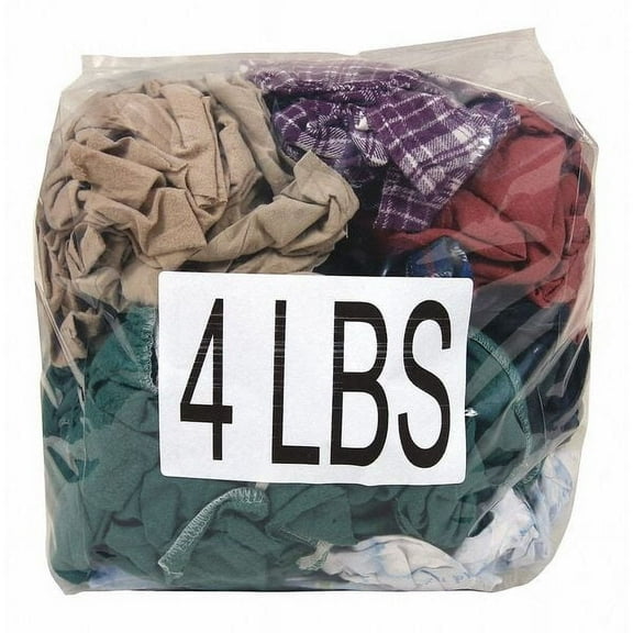 Recycled Cotton Cloth Rag 4 lb. 7-9/10" x 9-4/5", Assorted