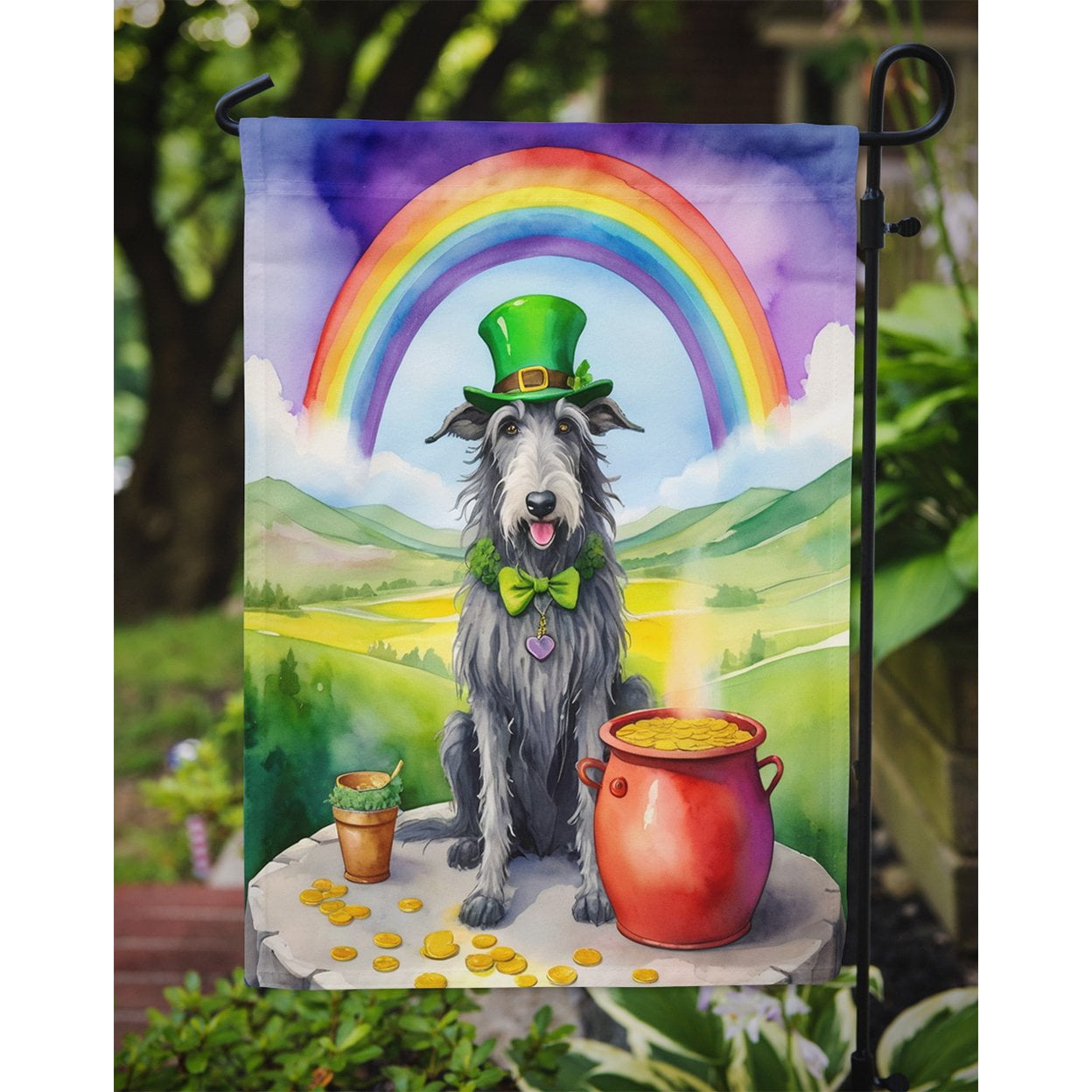 Scottish Deerhound St Patrick's Day Garden Flag 11.25 in x 15.5 in