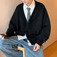thumbnail image 5 of Ropa para hombre Cárdigan liso con cuello en V Suéter de punto de color sólido para hombre con bolsillos Ropa de otoño coreana Un estilo holgado de lana de oveja X, 5 of 5