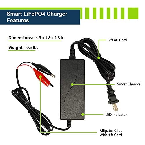 Cargador Inteligente 12V 2A para Baterías Recargables de Ciclo Profundo LiFePO4 de Litio ExpertPower