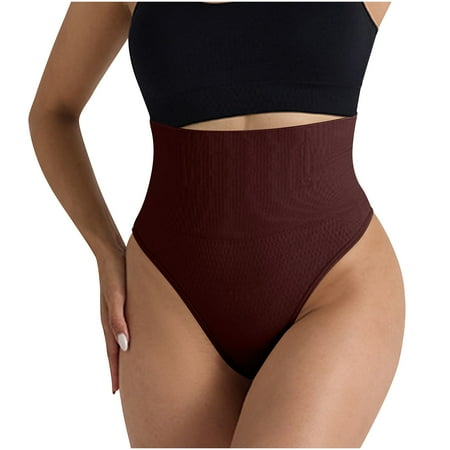 LNWUY Women S Solid Color Shapewear Tummy Control Underwear Seamless Shaping High Waisted Panties Slimming Panty Brown XL