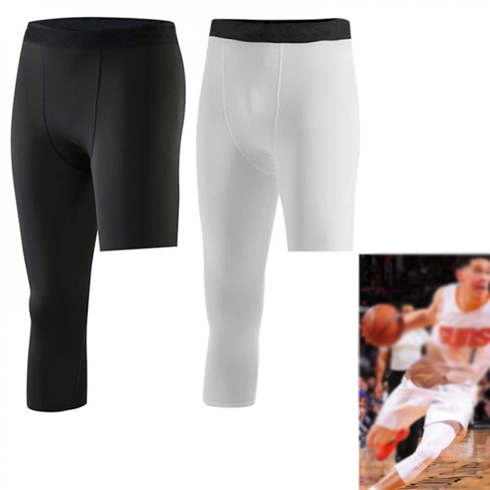 Naiyafly Men's One Leg Compression Capri Tights Pants Athletic Base Layer Underwear Basketball