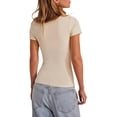 thumbnail image 3 of Biekopu Women T-shirt, Square Neck Short Sleeve Solid Slim Fit Summer Tops Clothes for Casual Daily, 3 of 7
