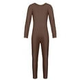 thumbnail image 5 of Aiihoo Girls Gymnastics Leotard Ballet Dance One Piece Jumpsuit Full Length Bodysuit Long Sleeve Zentai Suit Brown 5-6, 5 of 6