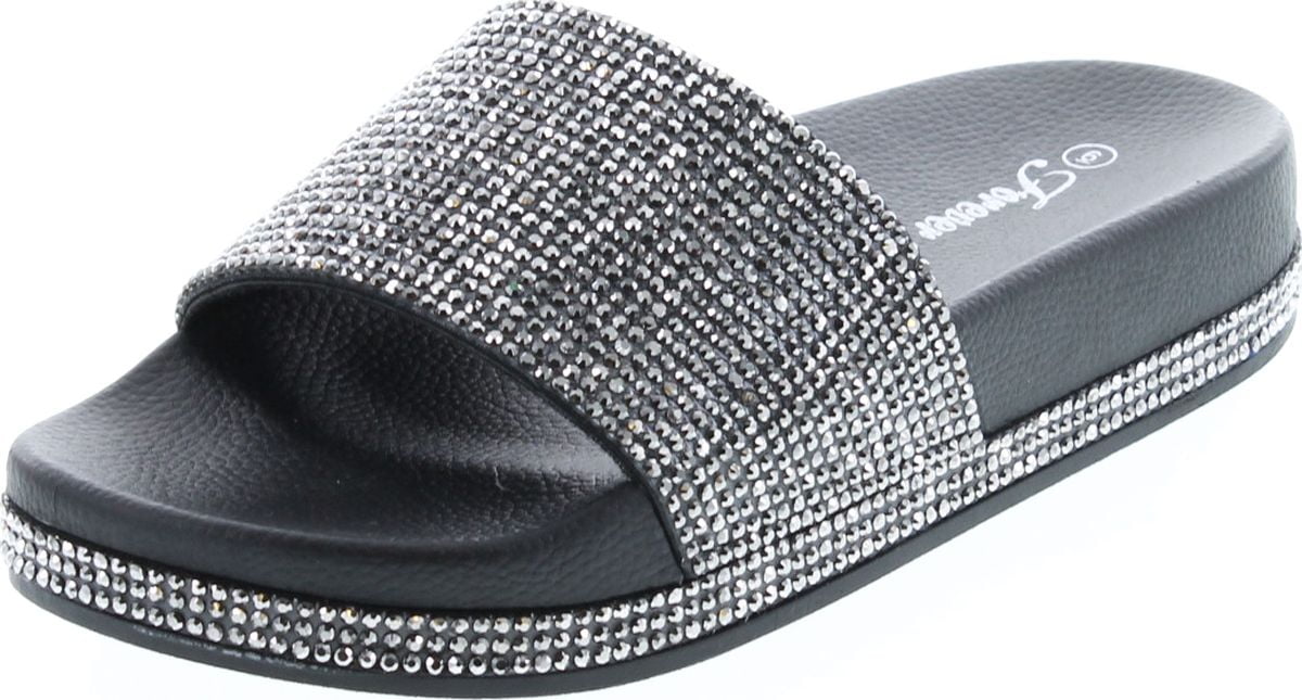 rhinestone skechers slides