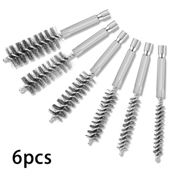 6 Pieces Stainless Steel Wire Cleaning Brushes Set For Drill - 8Mm To 19Mm Bore Brushes With Handle For Tubes Bearings Cylinders Rust Removal