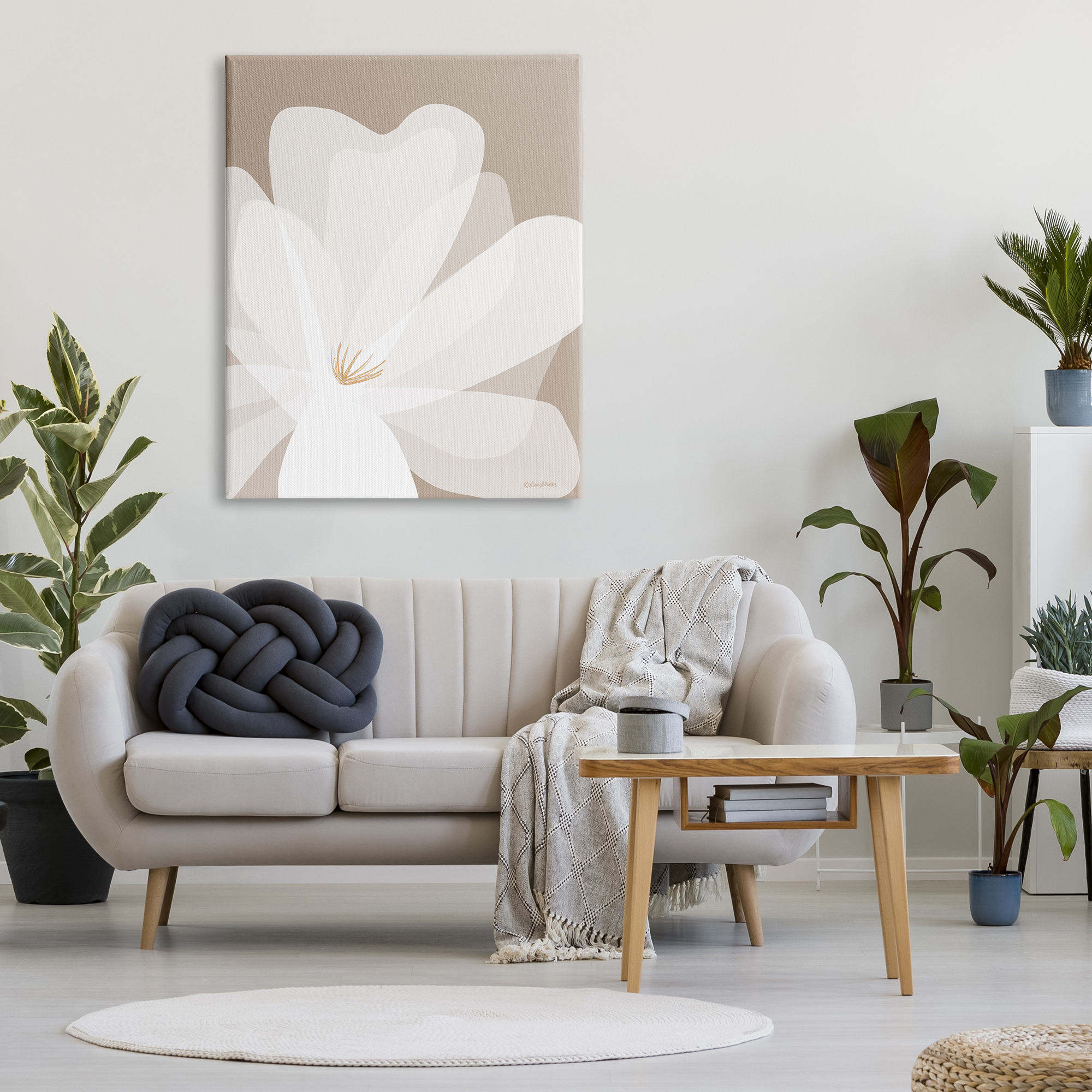 Stupell Industries Beige Modern Lily Botanical & Floral Painting Gallery Wrapped Canvas Art Print Wall Art, 36 x 48